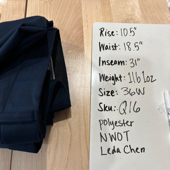 Leda Chan Mens Navy Flat Front Dress Pants Size 36W NWOT - Picture 9 of 11